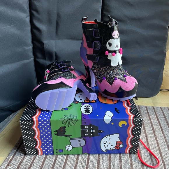 Irregular Choice Pink and Black Ankle Boots - Picture 3 of 3